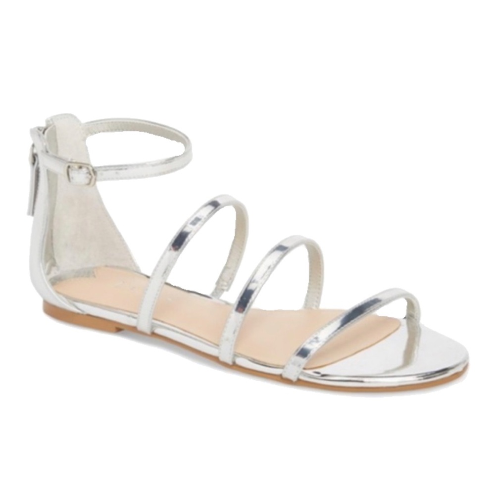 Stunning metallic silver cage sandal